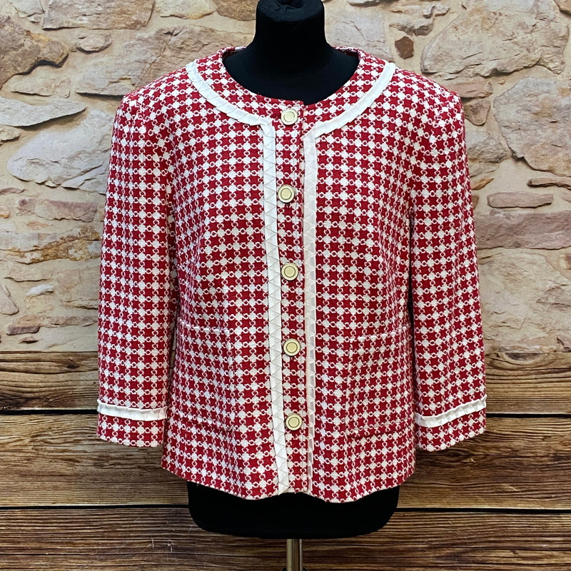 Vintage-Jacke Damenjacke mit Blumenmuster 60er Jahre Stil Gr.46