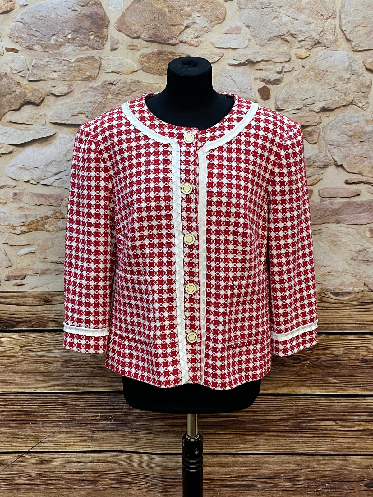 Vintage-Jacke Damenjacke mit Blumenmuster 60er Jahre Stil Gr.46
