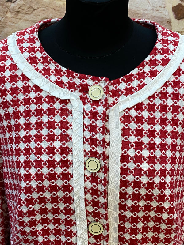 Vintage-Jacke Damenjacke rot weiß 60er Jahre Stil Gr.46