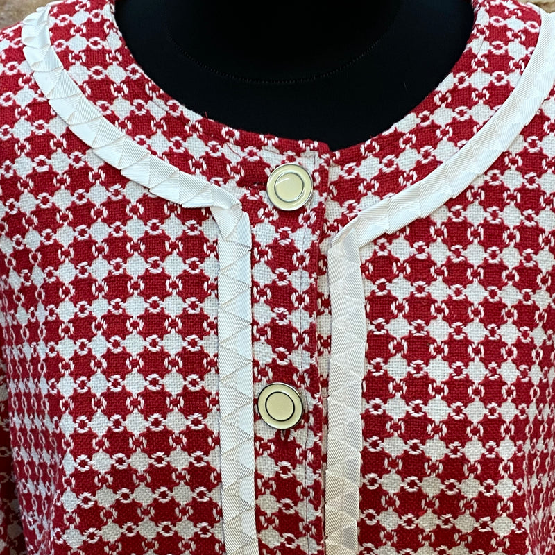 Vintage-Jacke Damenjacke rot weiß 60er Jahre Stil Gr.46