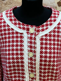 Vintage-Jacke Damenjacke rot weiß 60er Jahre Stil Gr.46