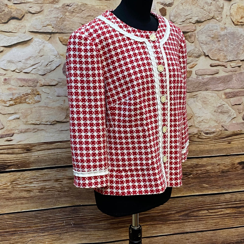 Vintage Damenjacke mit Blumenmuster 60er Jahre Stil Gr.46