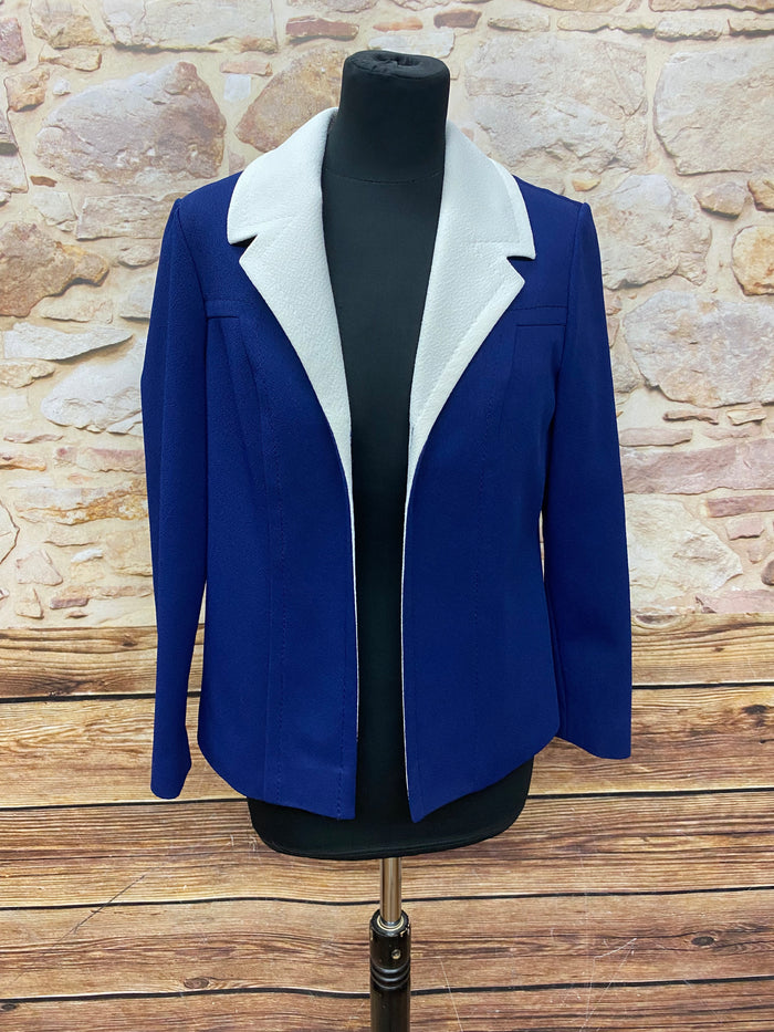 Véritable veste vintage années 50 bleu/blanc fait main taille 38