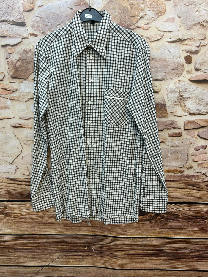haupt schwarz weiß kariertes Vintage Hemd Gr.38 mit breitem Kragen