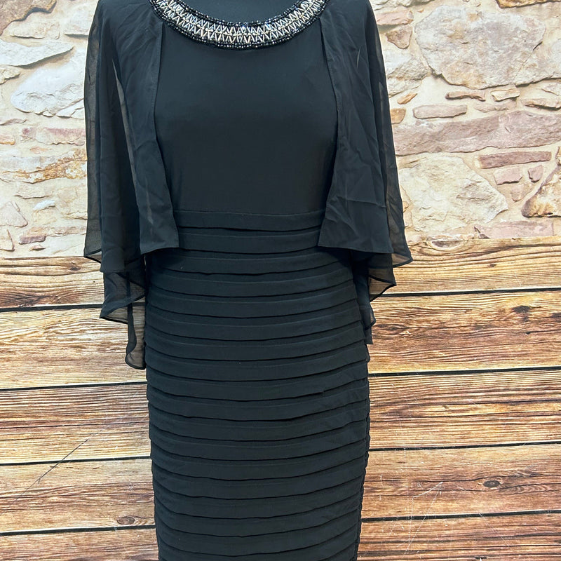 Elegantes Schwarzes Kleid mit Glitzerkragen, Gr.36