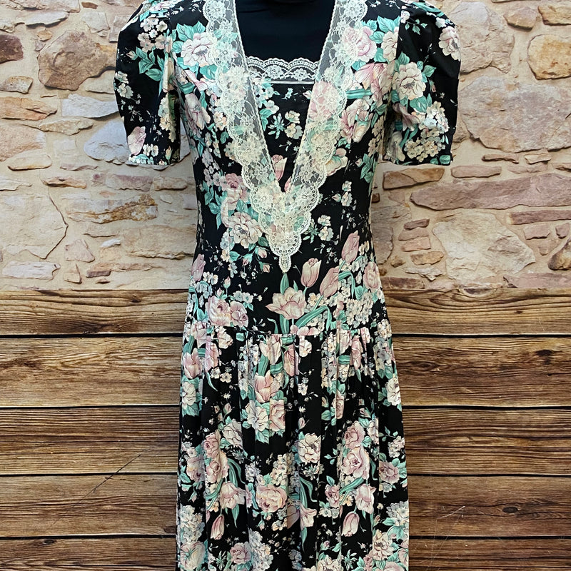 Vintage Kleid geblümt Baumwolle 80/90er Jahre gr.42