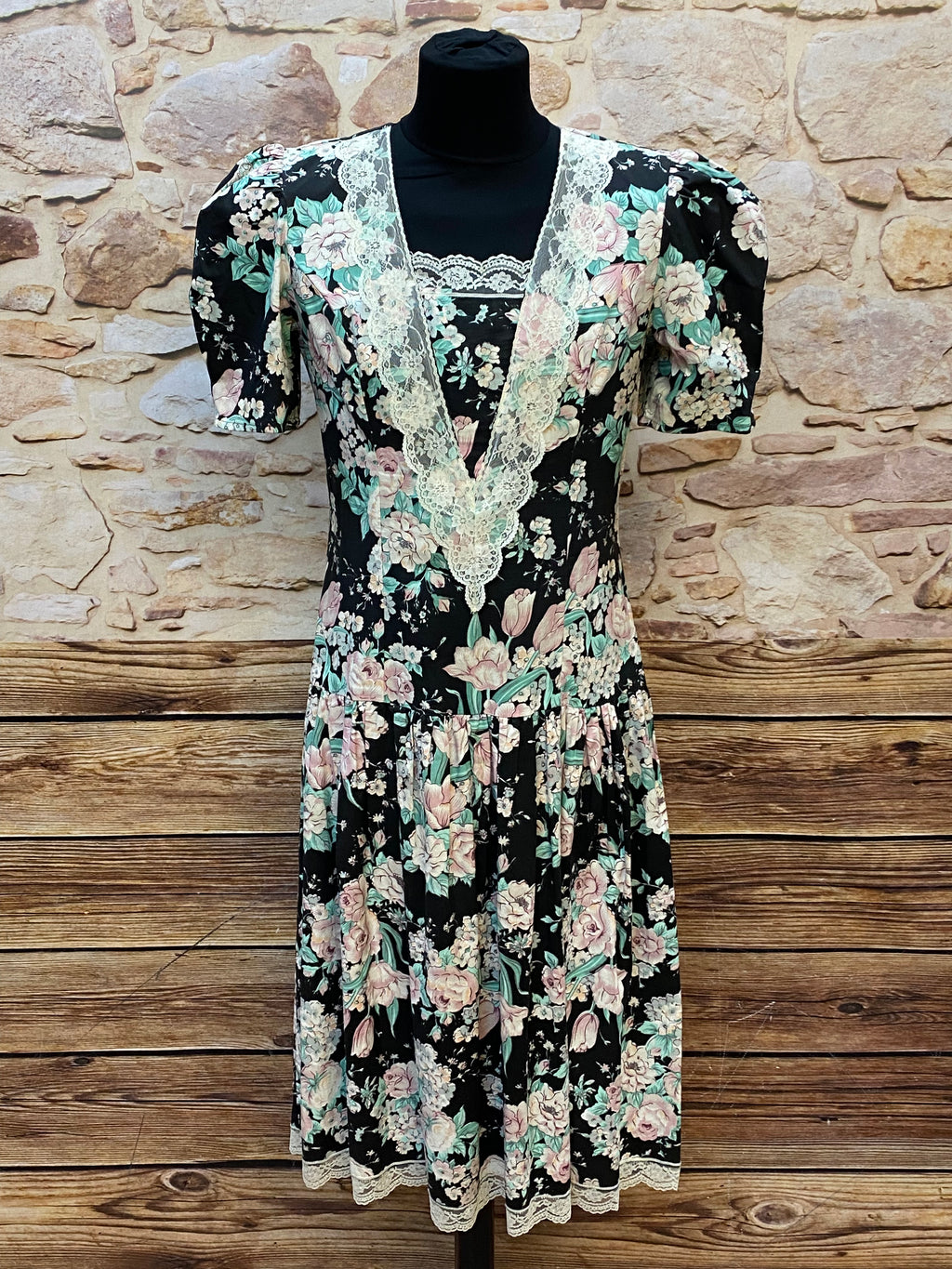 Vintage Kleid geblümt Baumwolle 80/90er Jahre gr.42