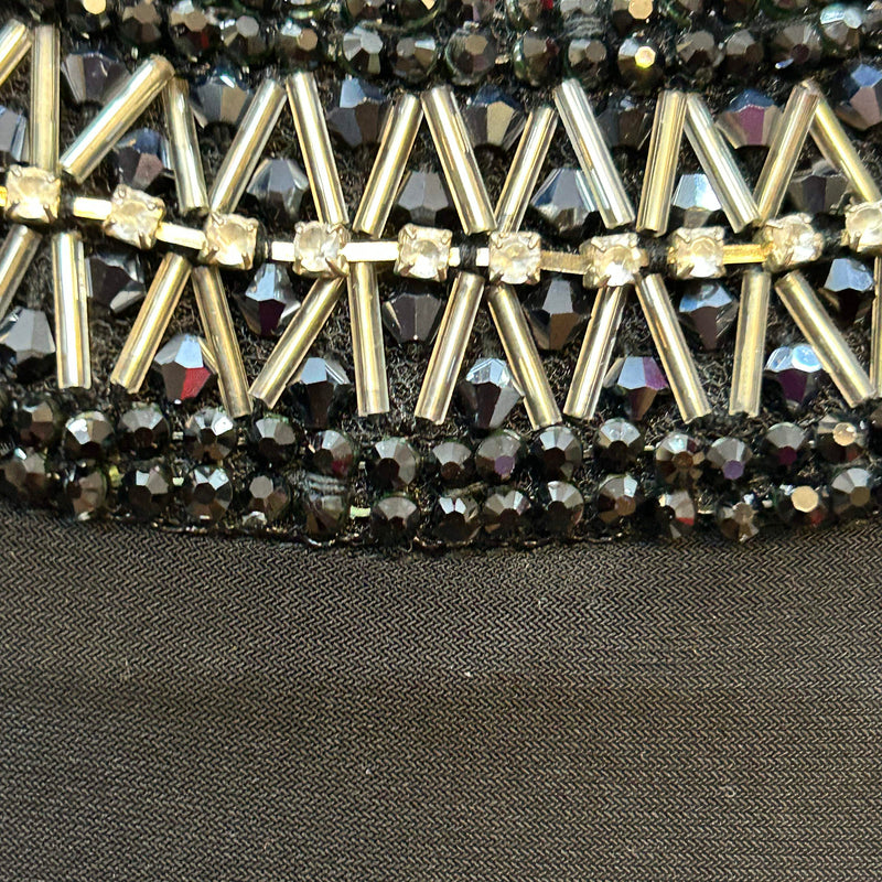 Elegantes Schwarzes Kleid mit Glitzerkragen, Gr.36
