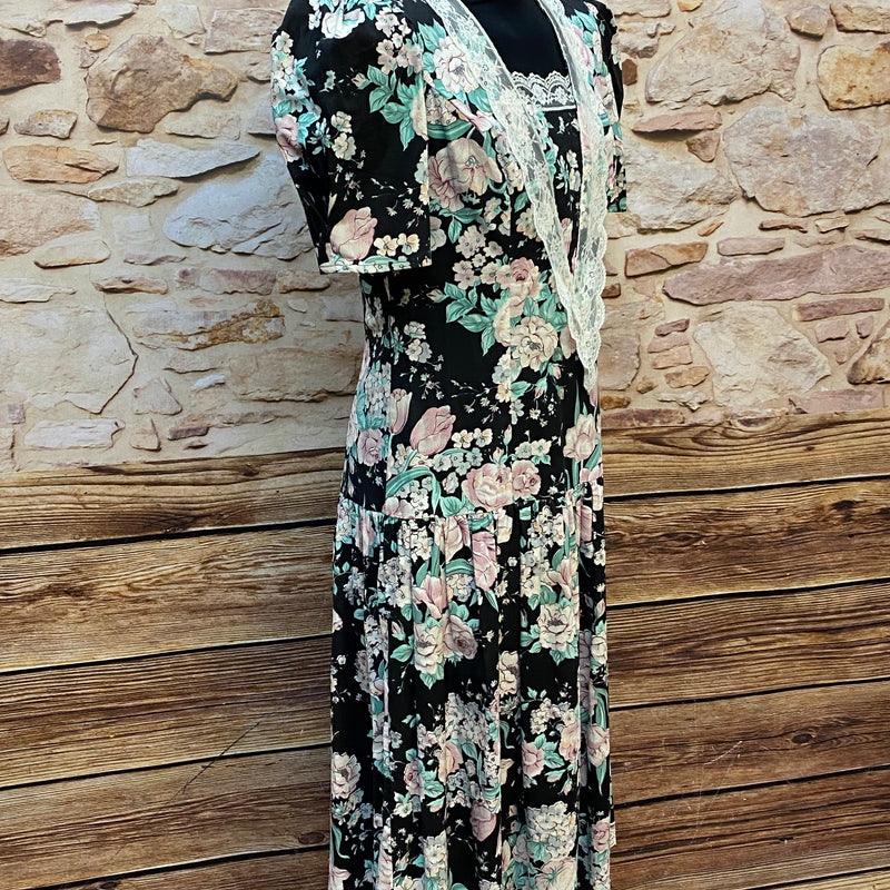 Vintage Kleid geblümt Baumwolle 80/90er Jahre gr.42