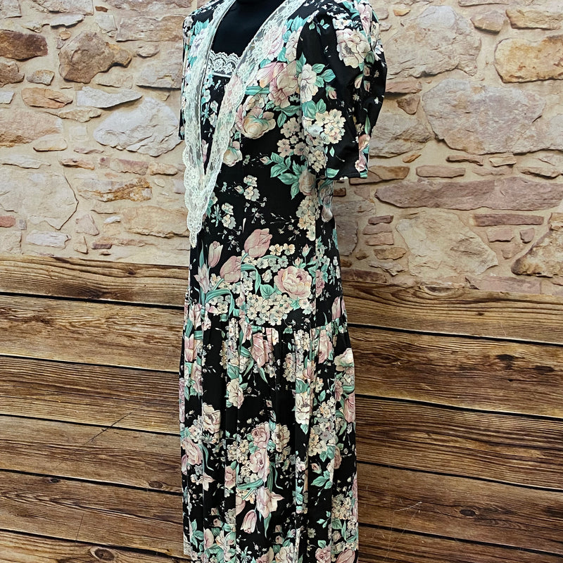 Vintage Kleid geblümt Baumwolle 80/90er Jahre gr.42