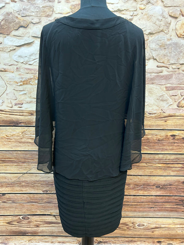 Elegantes Schwarzes Kleid mit Glitzerkragen, Gr.36