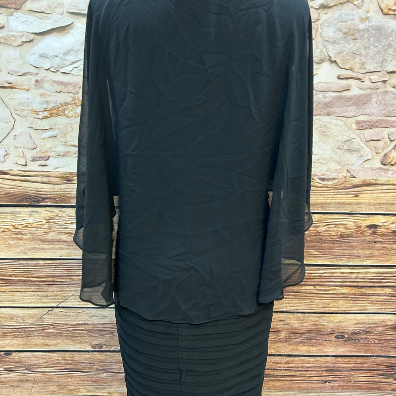 Elegantes Schwarzes Kleid mit Glitzerkragen, Gr.36