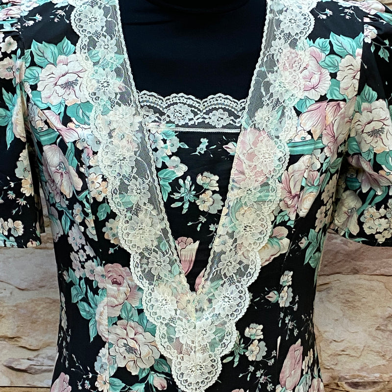 Vintage Kleid geblümt Baumwolle 80/90er Jahre gr.42