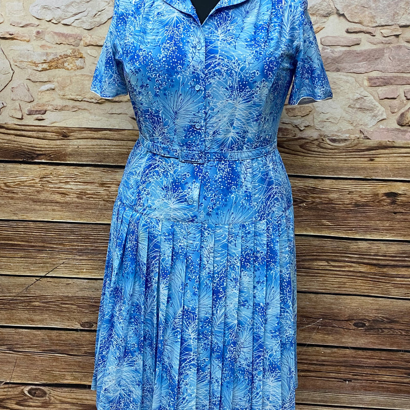 Vintage-Kleid in leuchtendem Blau, Größe 48