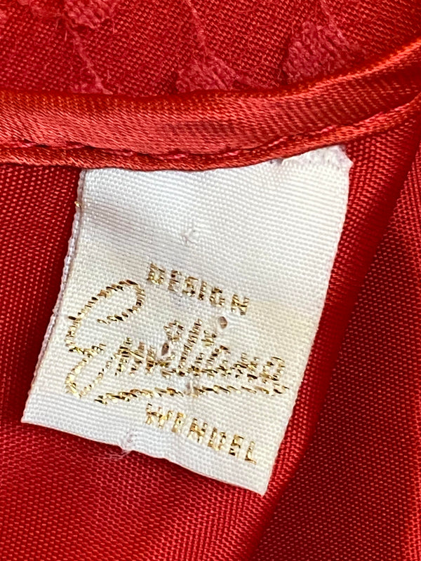 Rotes Rüschen-Maxikleid aus Netzspitze – Gr. 36