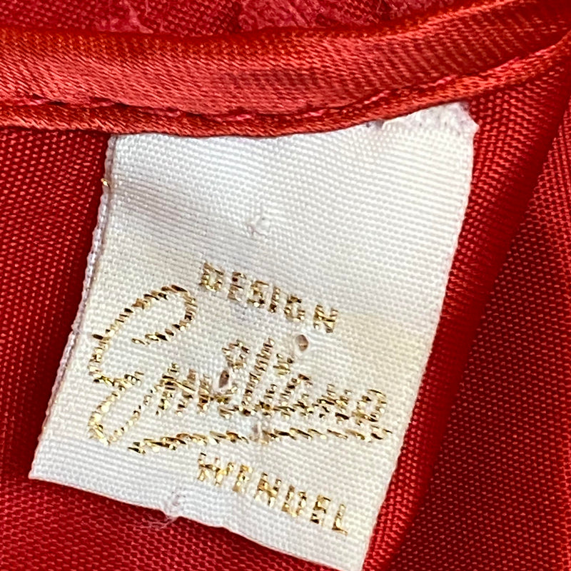 Rotes Rüschen-Maxikleid aus Netzspitze – Gr. 36