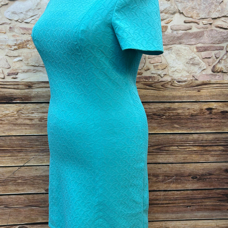 Vintage Etui-Kleid in Türkis – Gr. 46