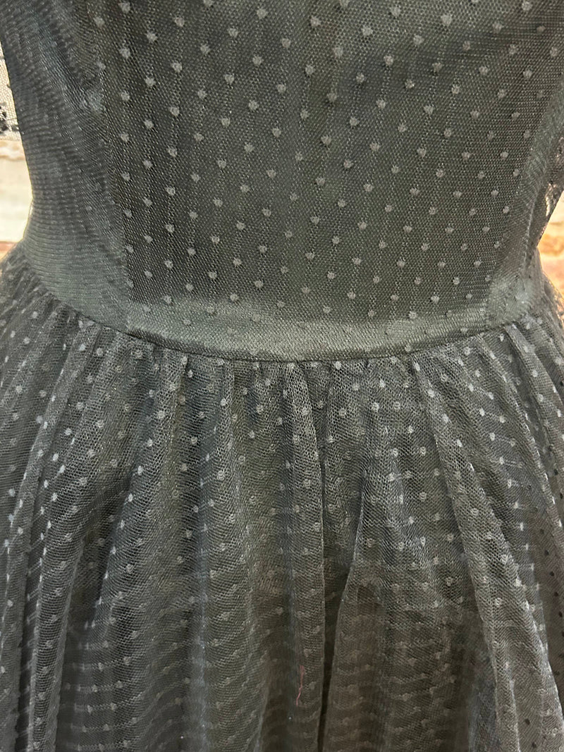 Schwarzes Vintage-Tüllkleid aus Westdeutschland – Größe 36
