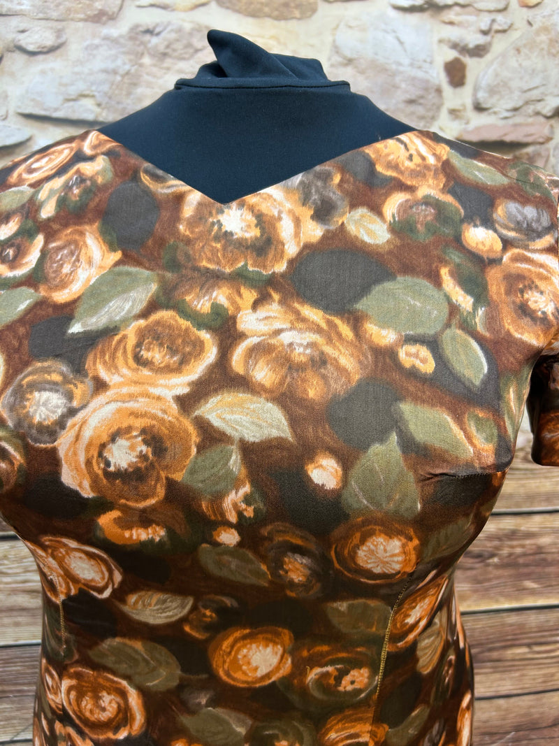 Vintage 60er Jahre Kleid mit Rosenprint | Handmade | Gr. 46