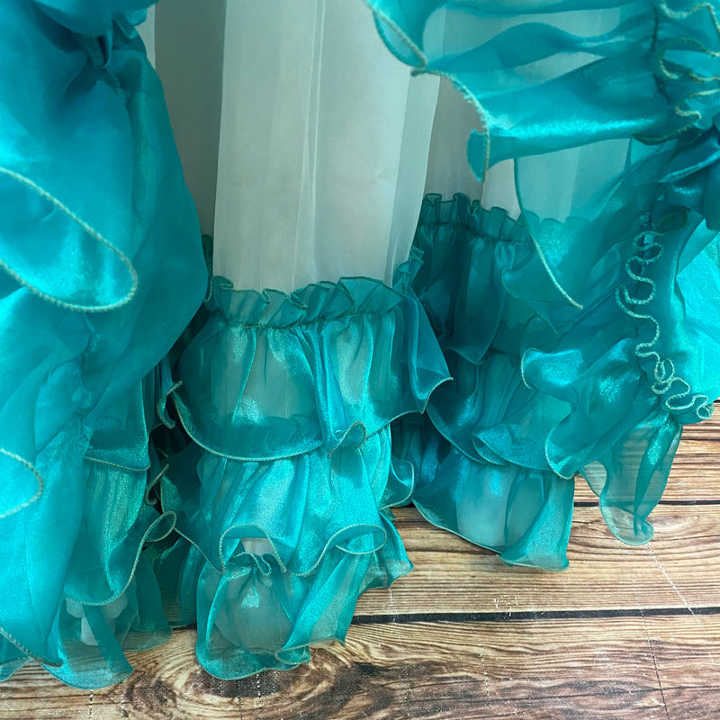 Türkis-Prinzessinnen-Ballkleid mit Rosetten – Gr. 38