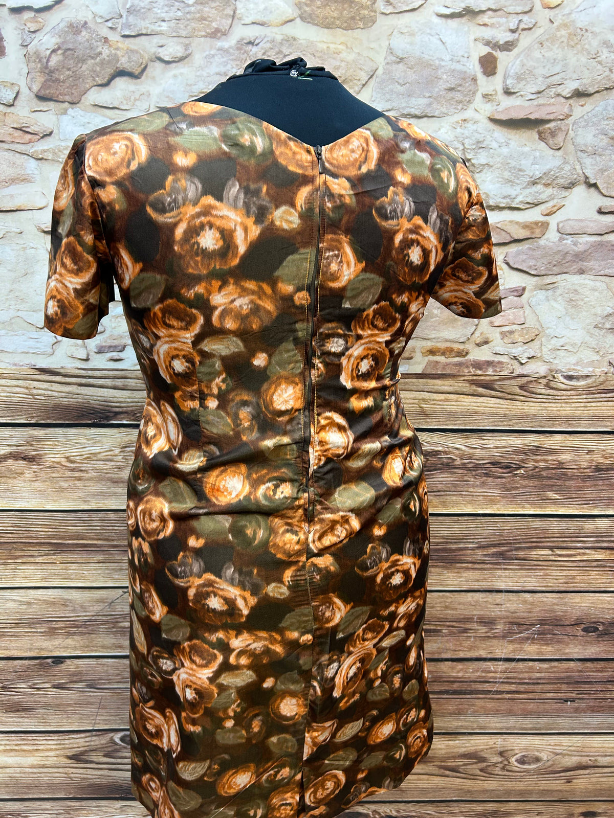 Vintage 60er Jahre Kleid mit Rosenprint | Handmade | Gr. 46