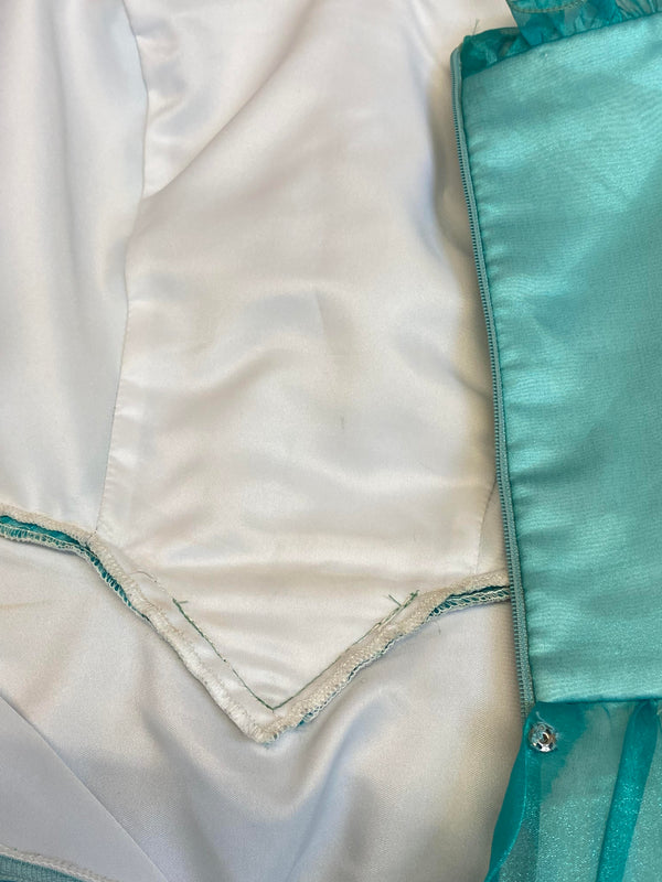 Türkis-Prinzessinnen-Ballkleid mit Rosetten – Gr. 38