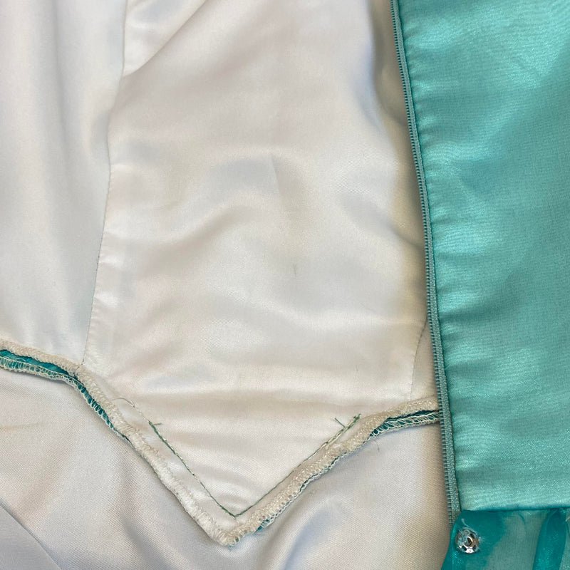 Türkis-Prinzessinnen-Ballkleid mit Rosetten – Gr. 38
