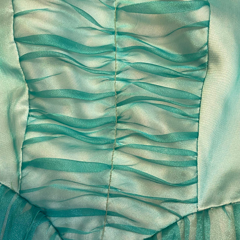 Türkis-Prinzessinnen-Ballkleid mit Rosetten – Gr. 38