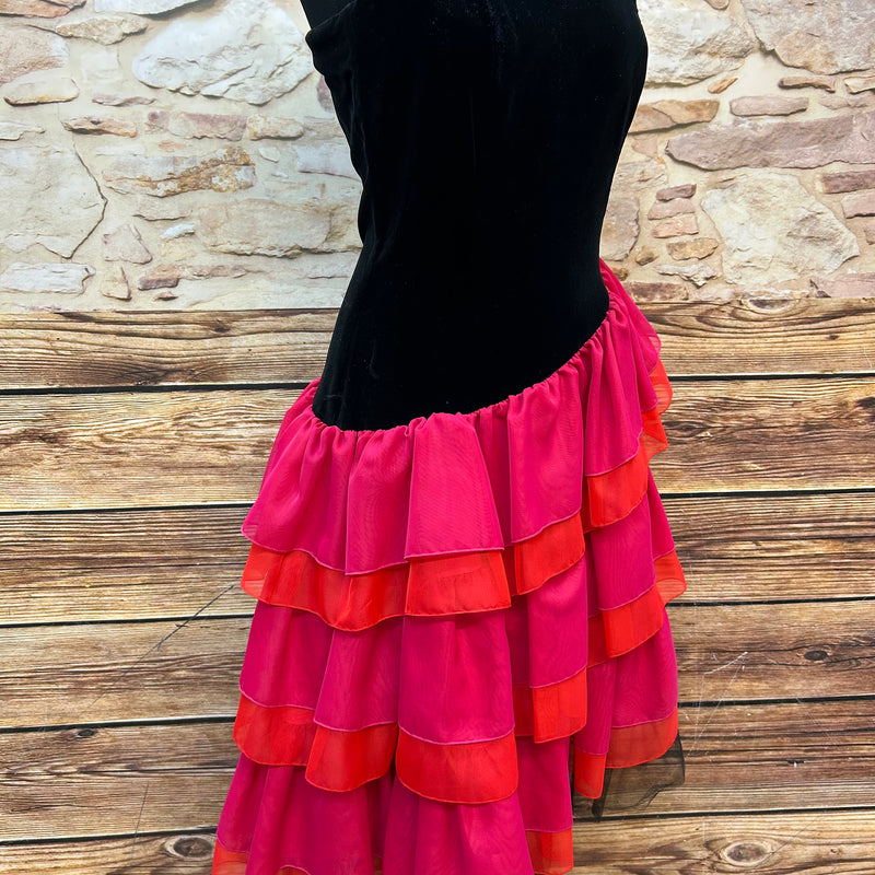 Vintage-Kleid Gr. 38 - Eine Pracht in Samt und Volants