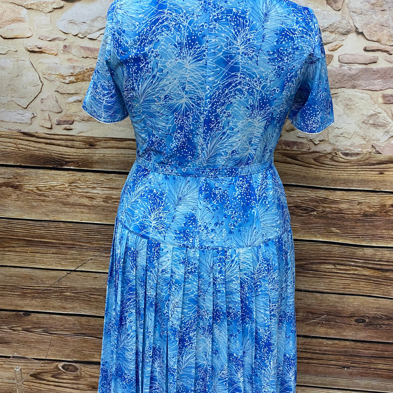 Vintage-Kleid in leuchtendem Blau, Größe 48