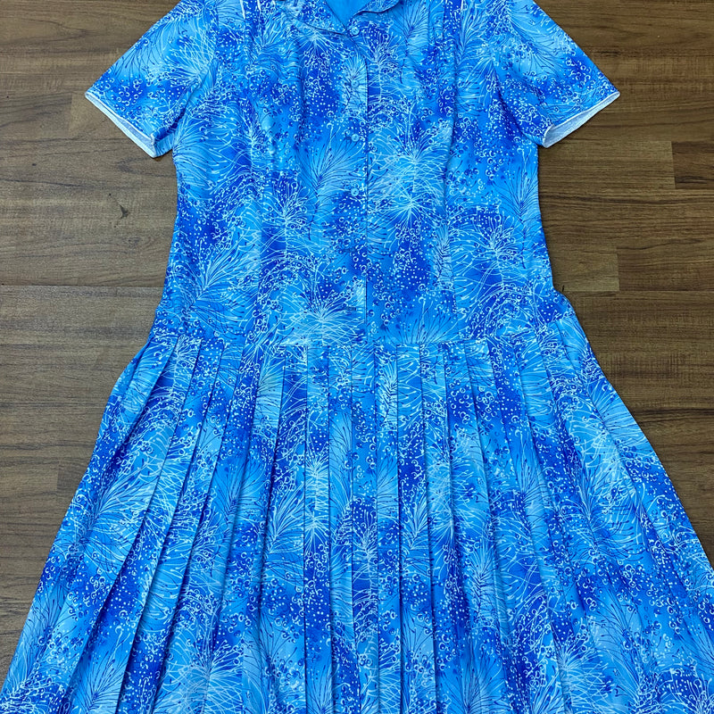 Vintage-Kleid in leuchtendem Blau, Größe 48