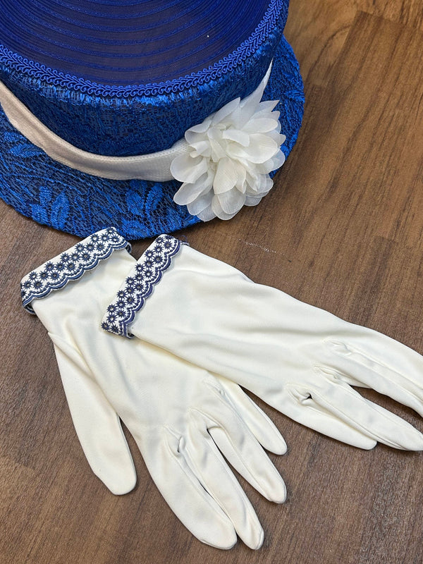 Royalblaues 20er-Jahre Kleid Gr. 44 mit Hut & Handschuhen