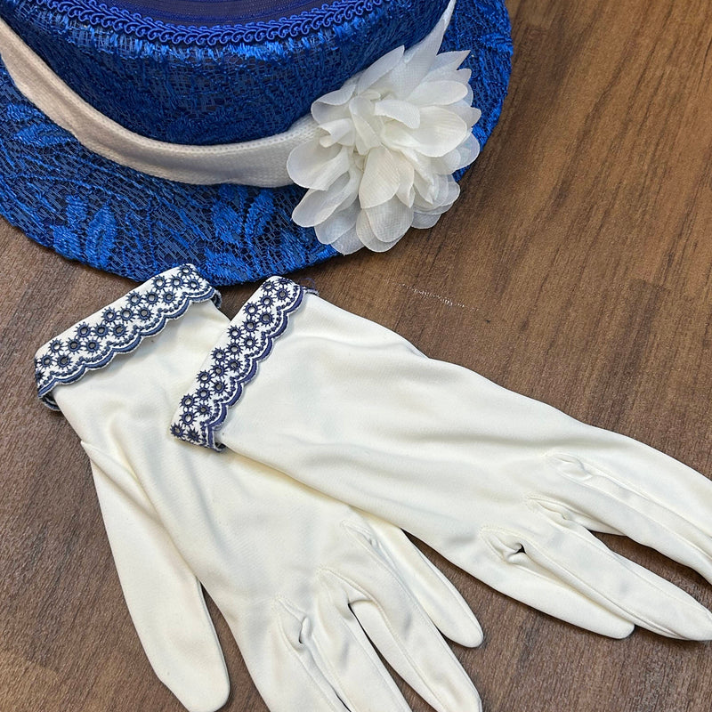 Royalblaues 20er-Jahre Kleid Gr. 44 mit Hut & Handschuhen