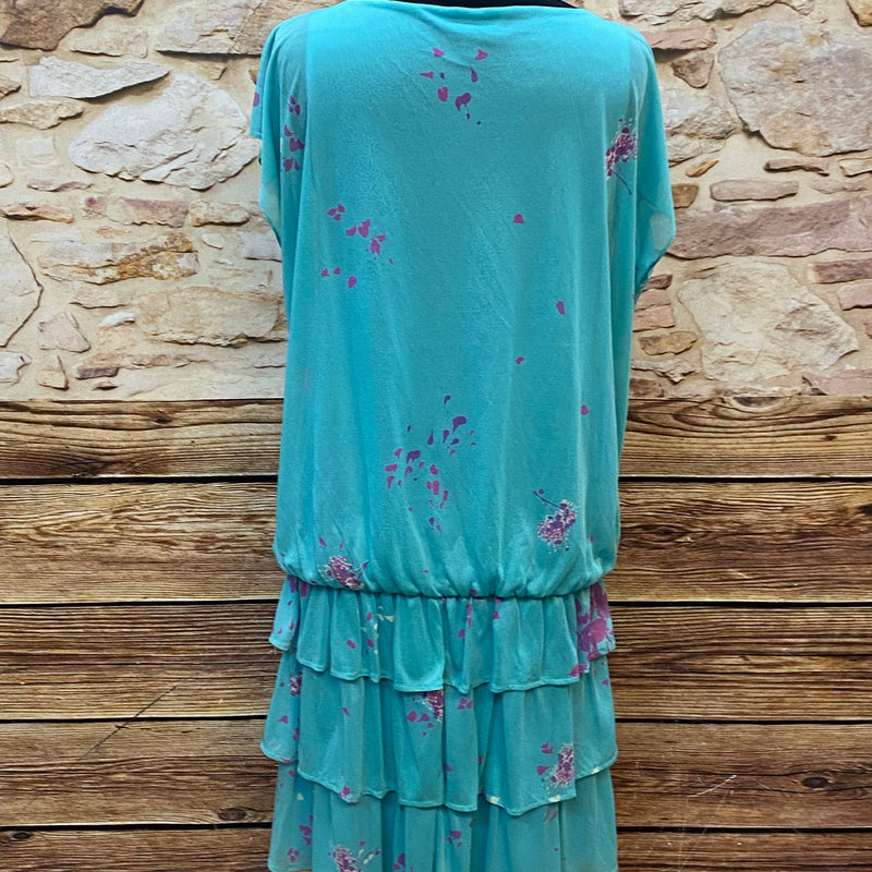 Vintage Blumiges Kleid mit Volant, Gr.40