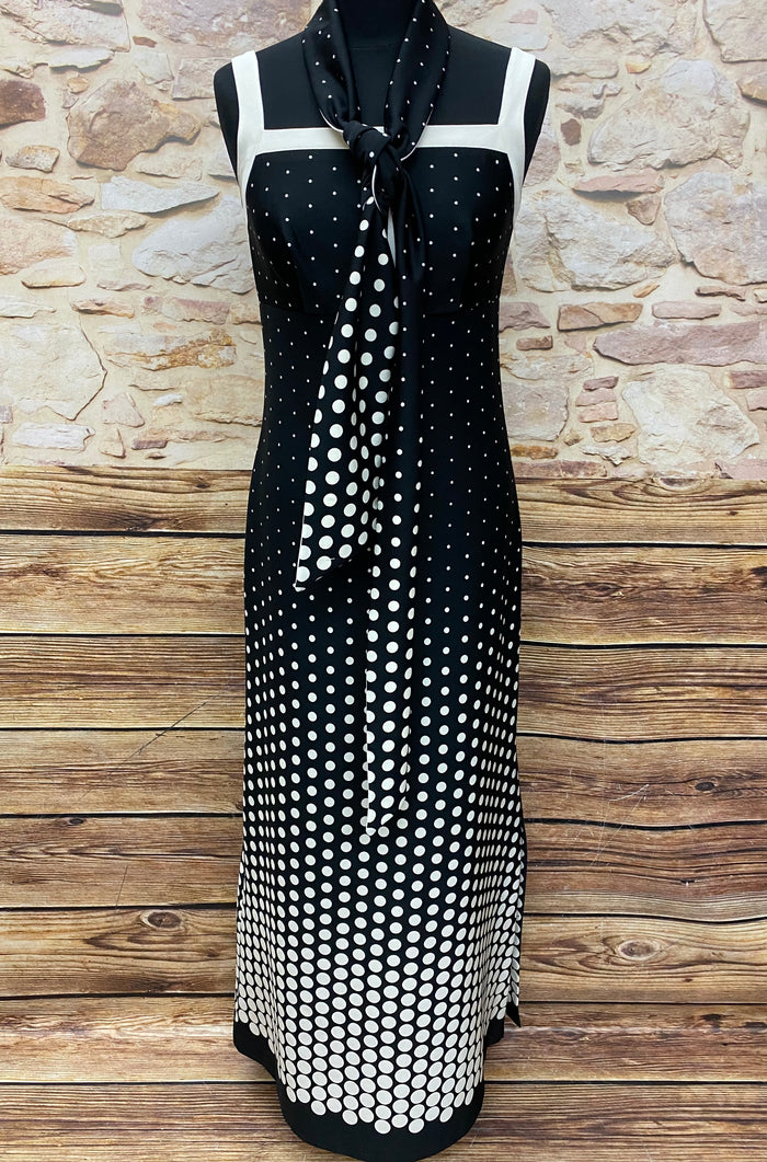 Robe longue vintage robe maxi années 70 noir/blanc taille 38 