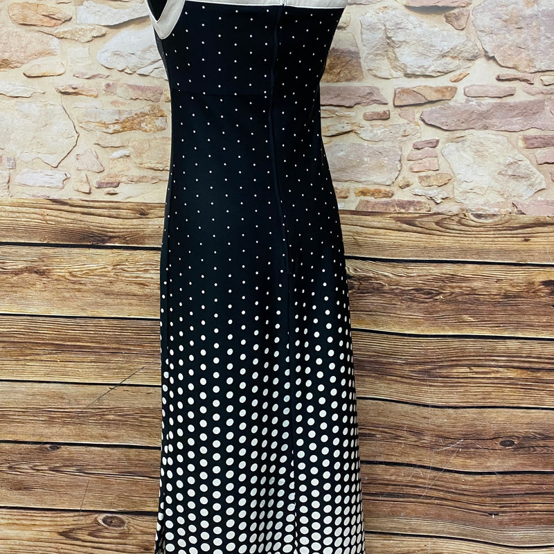 Langes Vintage Kleid Maxikleid 70er Jahre schwarz/weiß Gr.38