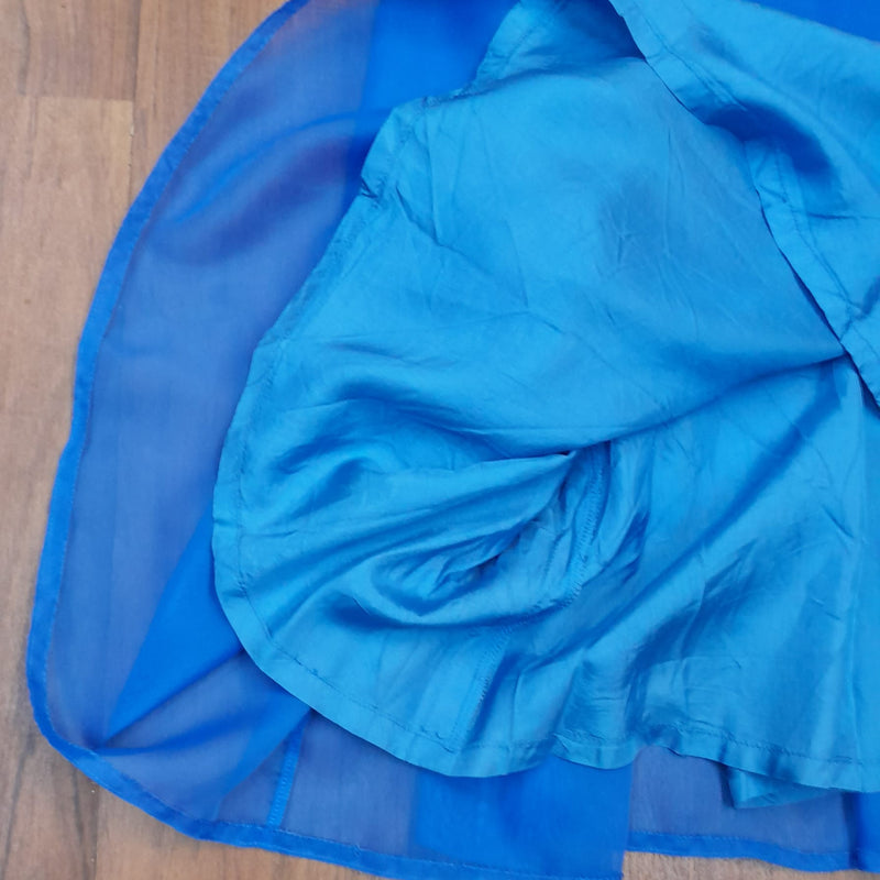 Vintage Rüschenkleid lang, blau Gr.34