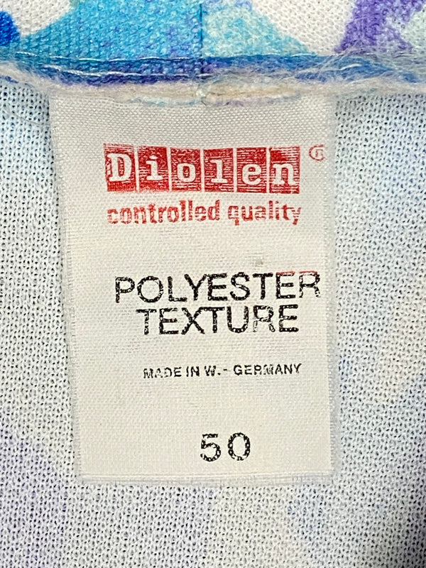 Hellblaues Vintage-Kleid mit tiefer Taille und Falten, Gr.50