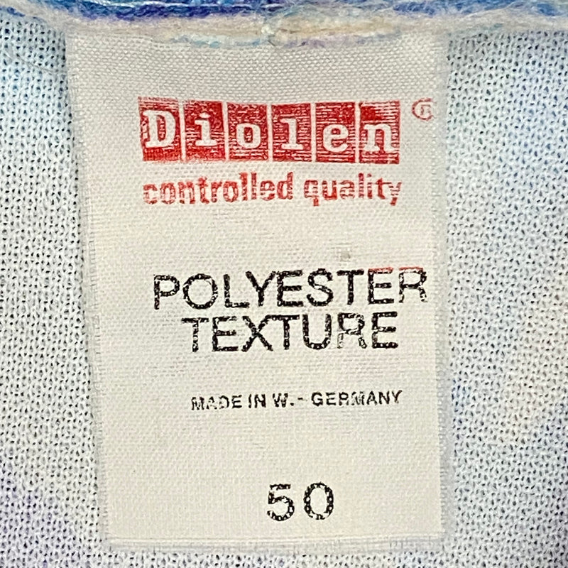 Hellblaues Vintage-Kleid mit tiefer Taille und Falten, Gr.50