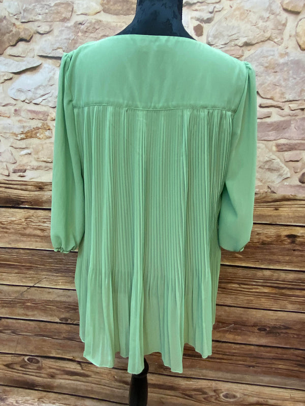 Vintage-Tunika in Münzgrün mit Goldverzierungen – Größen XL