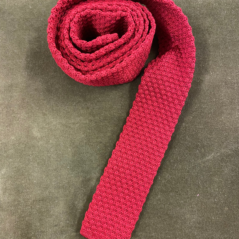 Schmale rote Strickkrawatte Vintage Krawatte Herren