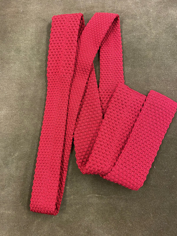 Schmale rote Strickkrawatte Vintage Krawatte Herren
