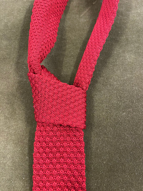 Schmale rote Strickkrawatte Vintage Krawatte Herren