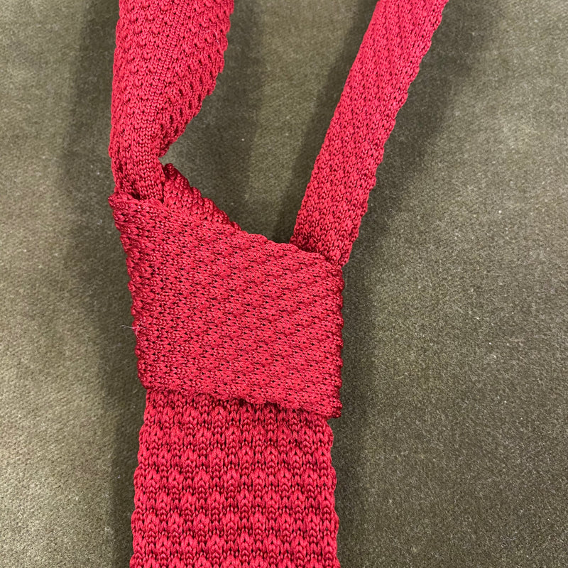 Schmale rote Strickkrawatte Vintage Krawatte Herren