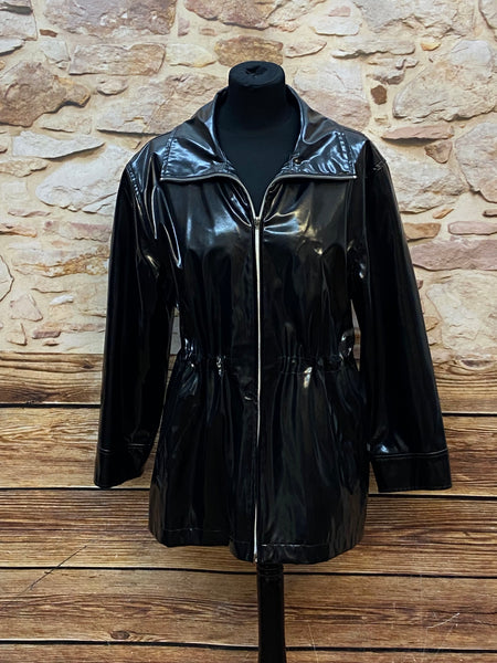 Schwarze Vintage Lackjacke Gr.38 im Stil der 90er