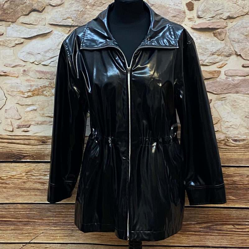 Schwarze Vintage Lackjacke Gr.38 im Stil der 90er