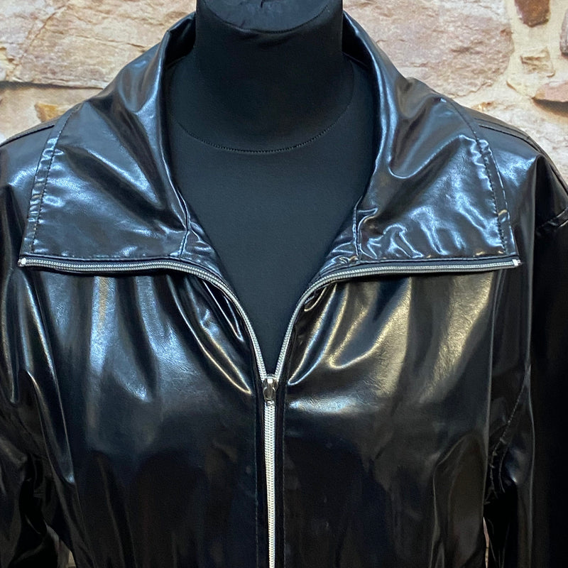 Schwarze Vintage Lackjacke Gr.38 im Stil der 90er