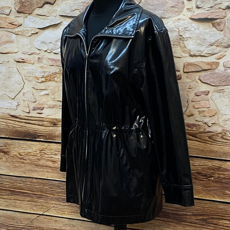 Schwarze Vintage Lackjacke Gr.38 im Stil der 90er