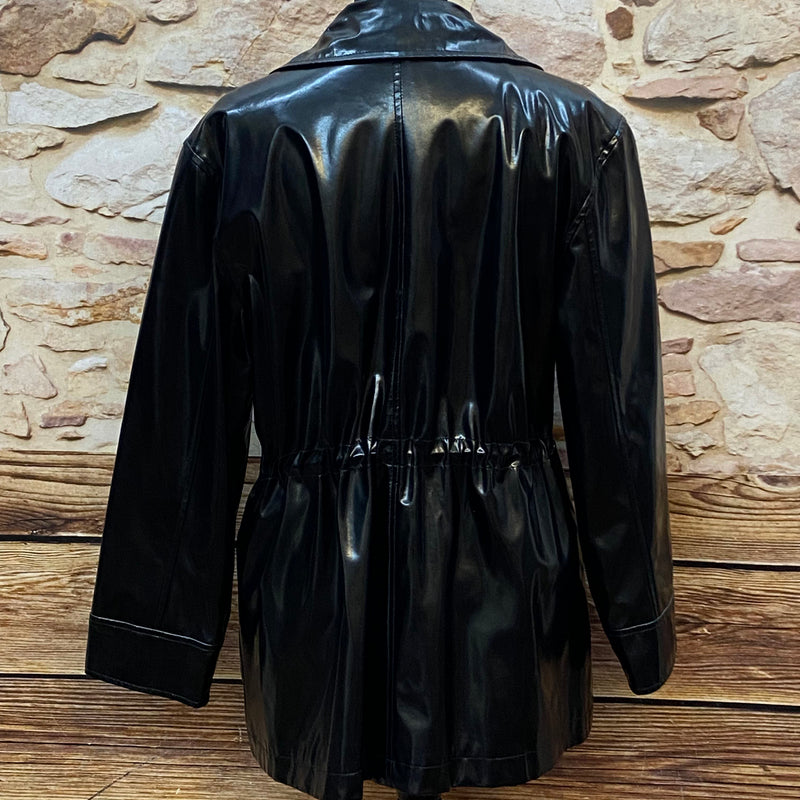 Schwarze Vintage Lackjacke Gr.38 im Stil der 90er