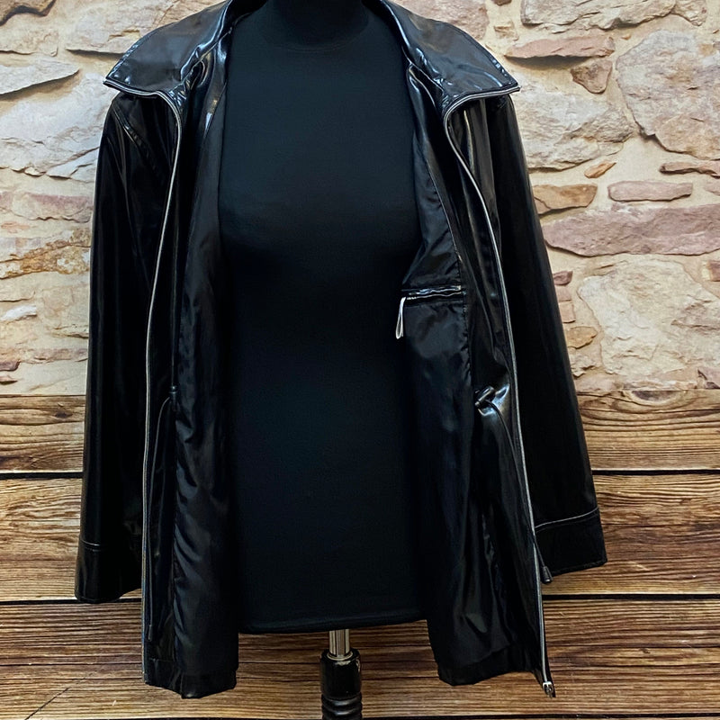 Schwarze Vintage Lackjacke Gr.38 im Stil der 90er